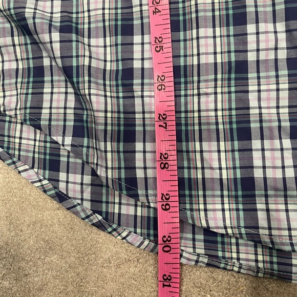 [L]Peter Millar Crown Ease Navy and White Checkered Cotton Button Shirt - Picture 5 of 6